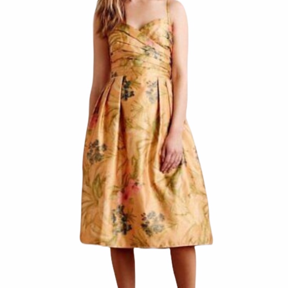 Anthro James Coviello Botanica strapless dress
